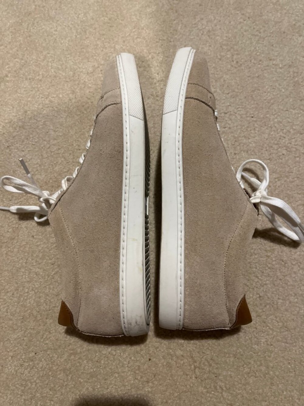 Allen Edmonds Suede Lace Up Sneakers Mens 10.5 D Tan Beige